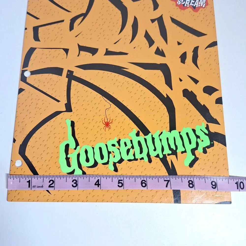 Goosebumps Pocket Folder Vintage 90s Neon Green Logo Spider Web